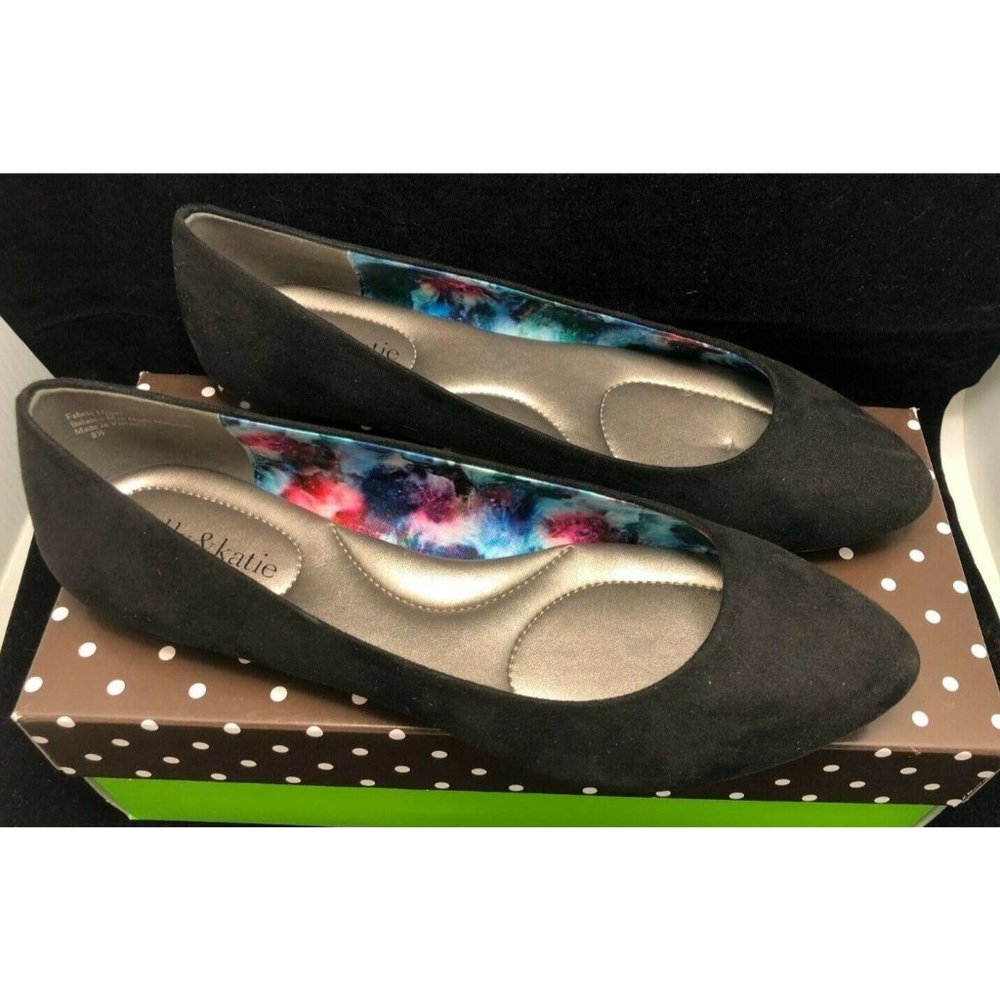 KELLY & KATIE BLACK SUEDE BALLET FLATS - MONICA - SIZE 8.5